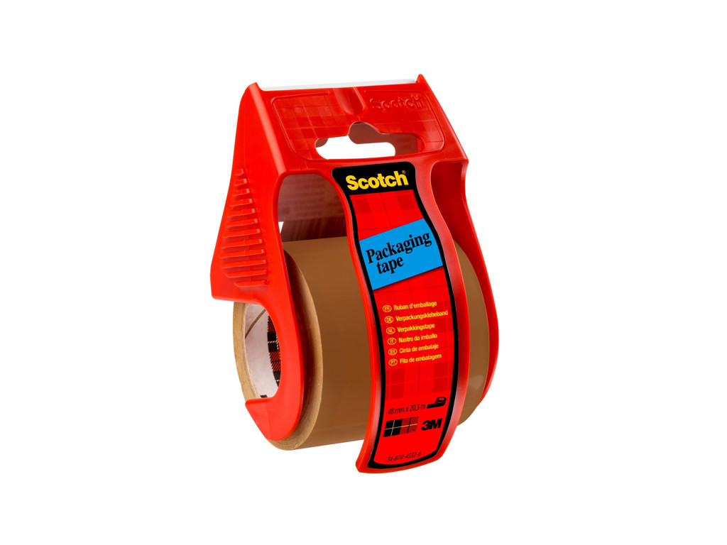 Pakketape + dispenser 1 rl brun tape 48mm x 20 meter
