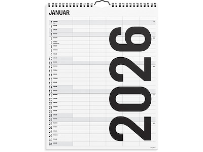 Familiekalender Black and white 5 kol. 2026
