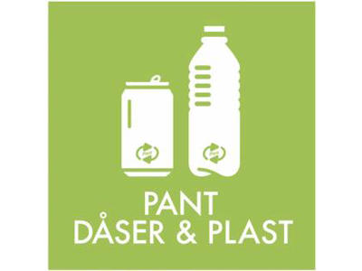 Affaldspiktogram PANT DÅSER & PLAST | 12x12cm | Selvklæbende Folie | Grøn