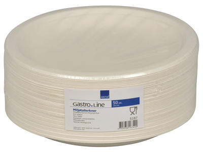 Tallerken Bionedbrydelig Ø18 cm hvid sukkerrør 50 stk.