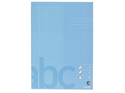 Skolehæfte A4 32 linjer lys blå
