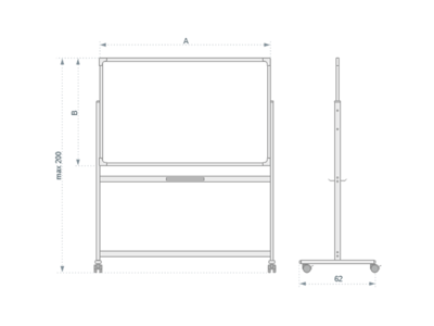 Mobil og vendbar Naga whiteboard 120 × 90 cm hvid