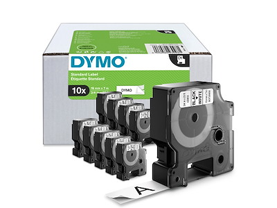 Dymo tape 45803 19mm sort/hvid 10 stk