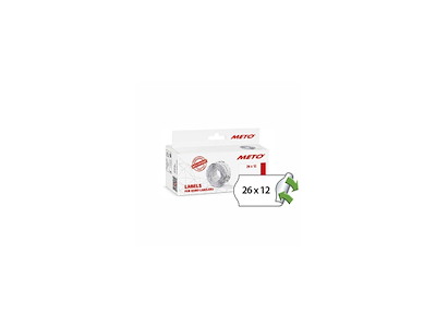 Prisetiket 26x12mm aftagelig hvid Meto 6x1000 stk