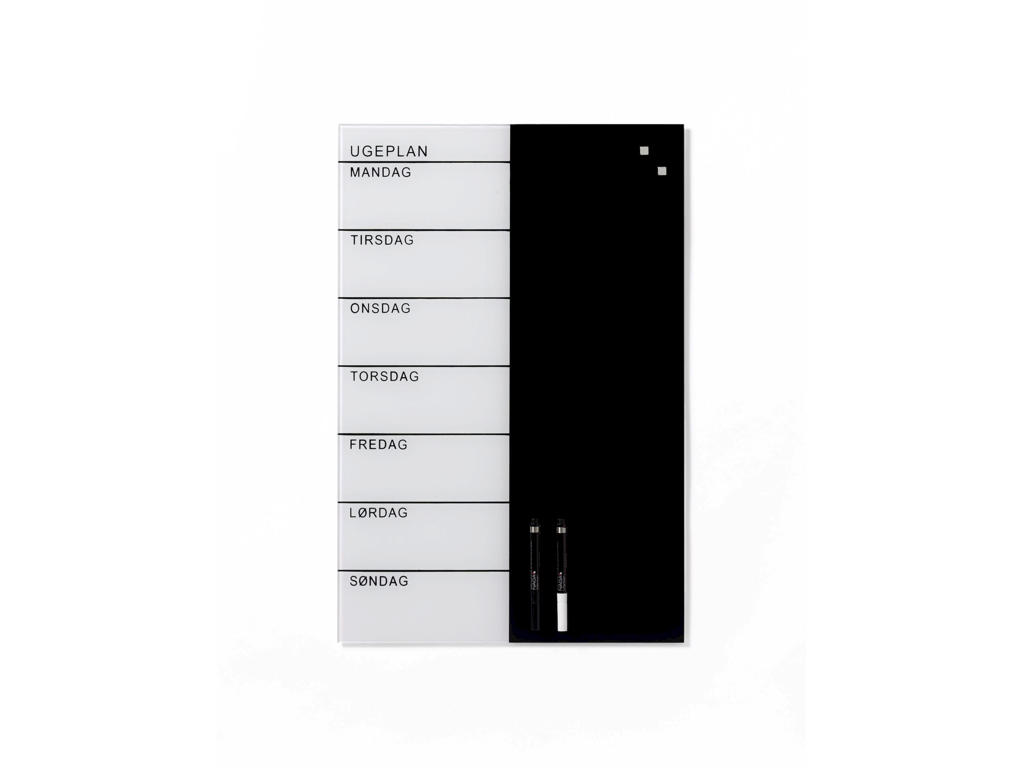 Magnetisk glastavle Naga | Week Planner |  40 x 60 cm | Hvid-Sort | DK