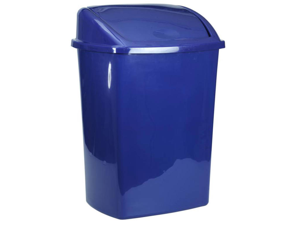 Affaldsspand 50 liter blå plast m/svinglåg
