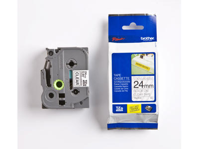 Brother tape TZeS151 24mm sort/klar stærkt klæbende