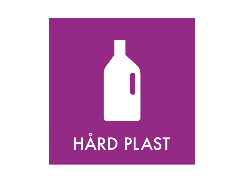 Affaldspiktogram HÅRD PLAST | 12x12cm | Selvklæbende Folie | Lilla