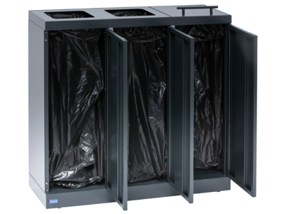 Affaldsbeholder Bica 3x65L 2xåben+1xlåg antracit