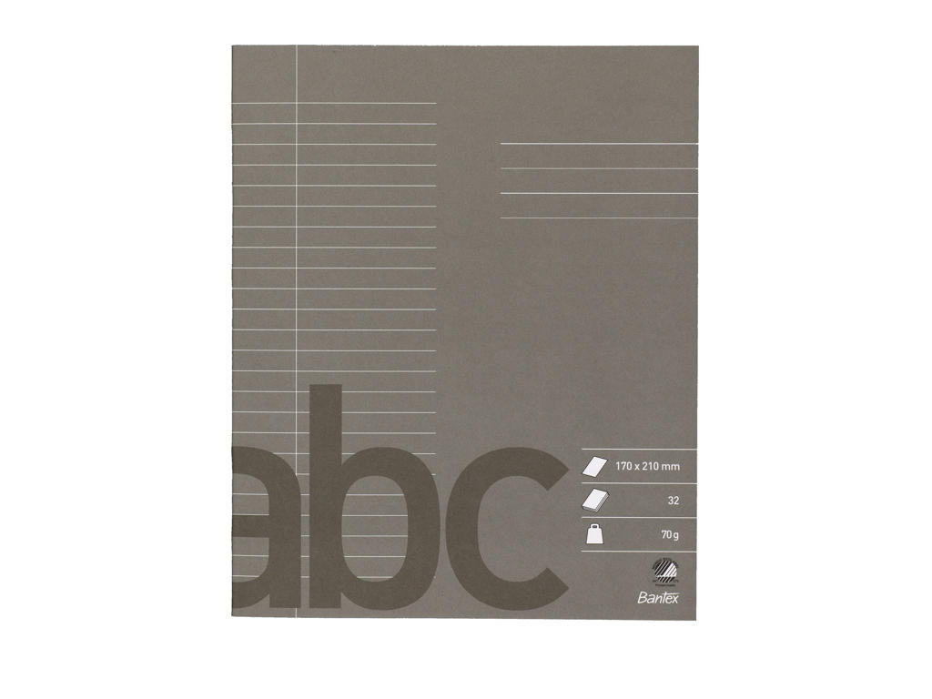 Skolehæfte 17x21 cm 24 linjer antracitgrå