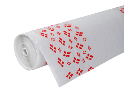 Dug 1,20 x 50 meter hvid med flagmotiv