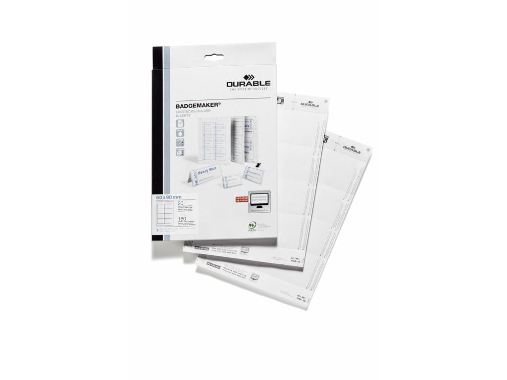 Indstik til navneskilt 90x60 mm 20 ark Durable