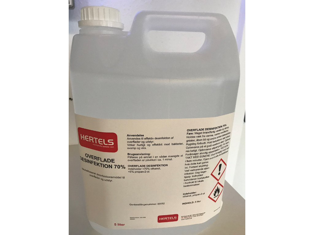 Desinfektion til overflader 5 liter m/sprit 70%