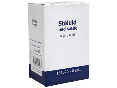 Ståluld med sæbe 6x6 cm 8 stk
