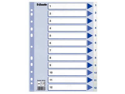 Talregister A4 Esselte 1-12 Hvid
