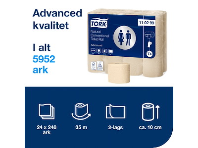 Toiletpapir Tork T4 110299 Advanced natur 2-lags 24 rl