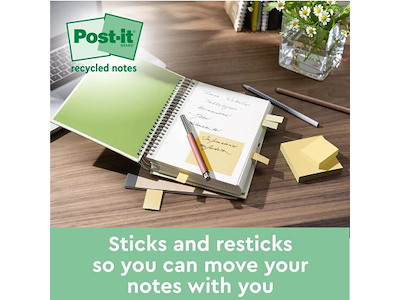 Post-it 47,6x47,6mm gul genbrug 12 blokke (622)