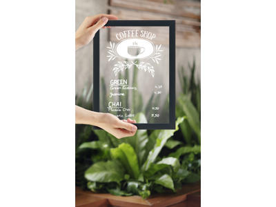Chalkboard Woody glas sort ramme 40x30 cm Securit