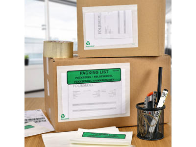 Følgeseddellomme C6 med tryk 1000 stk Green 