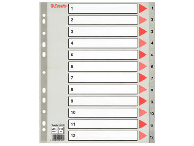 Talregister A4 Maxi Esselte 1-12 grå