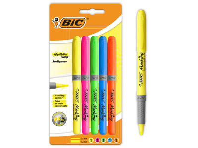 Overstregningstusch | Bic brite liner grip | 5 stk. ass