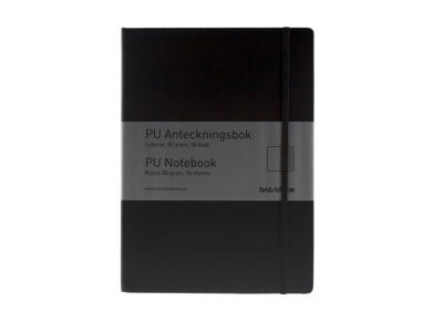 Notesbog A4 PU linjeret sort