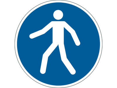 Advarselsklistermærke Tilladt for gående blå/hvid Ø43cm