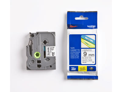 Brother tape TZe221 9mm sort/hvid