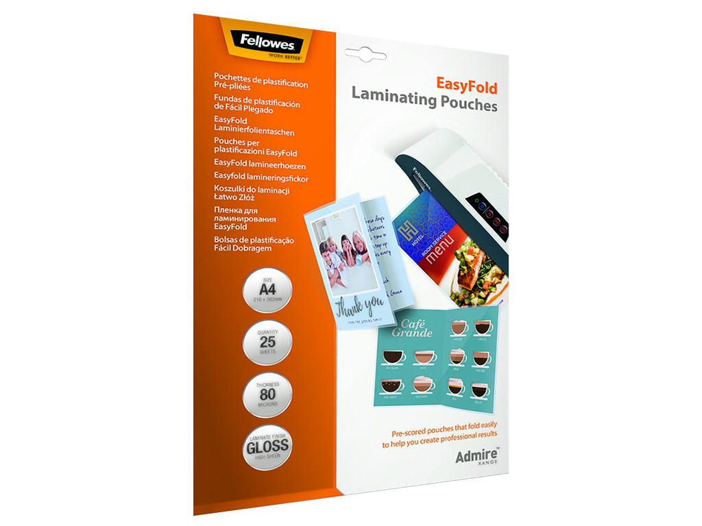 Lamineringslomme A4 80 mic foldbar 25 stk