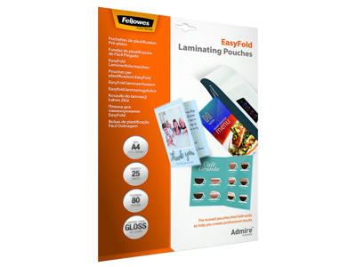 Lamineringslomme A4 80 mic foldbar 25 stk