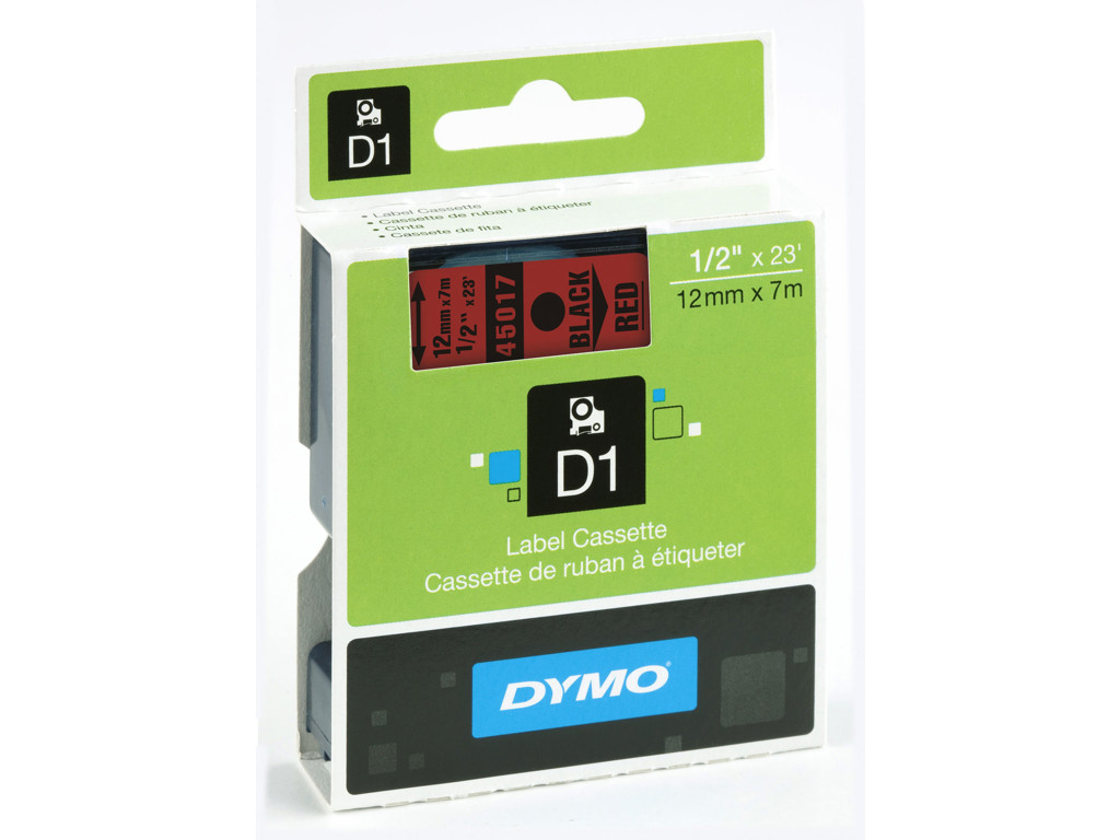 Dymo tape 45017 12mm sort/rød