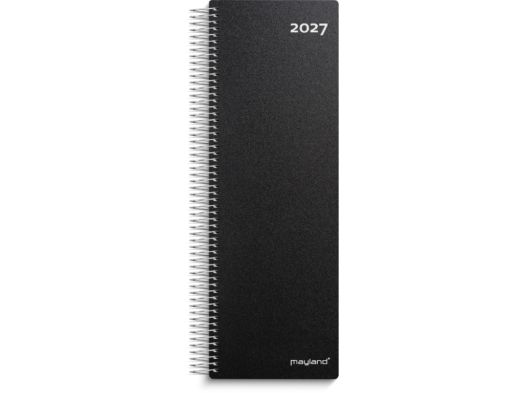 Spiralnoteringskalender dag sort PP-plast 2027