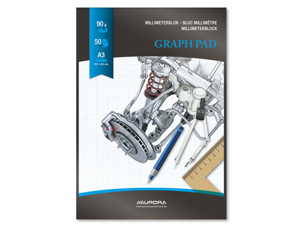 Millimeterpapir A3 blå 90gr 50 blade