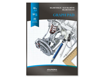 Millimeterpapir A3 blå 90gr 50 blade