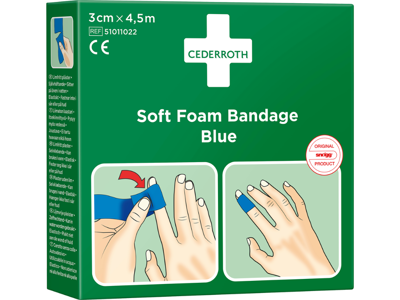 Bandage Soft Foam Cederroth blå 3 cm x 4,5 meter
