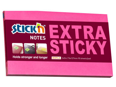 Notes Stick'N 75x127 mm. extra sticky rød