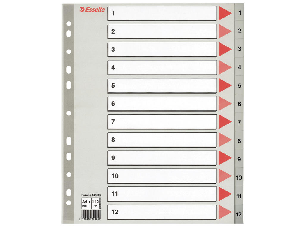 Talregister A4 Maxi Esselte 1-12 grå