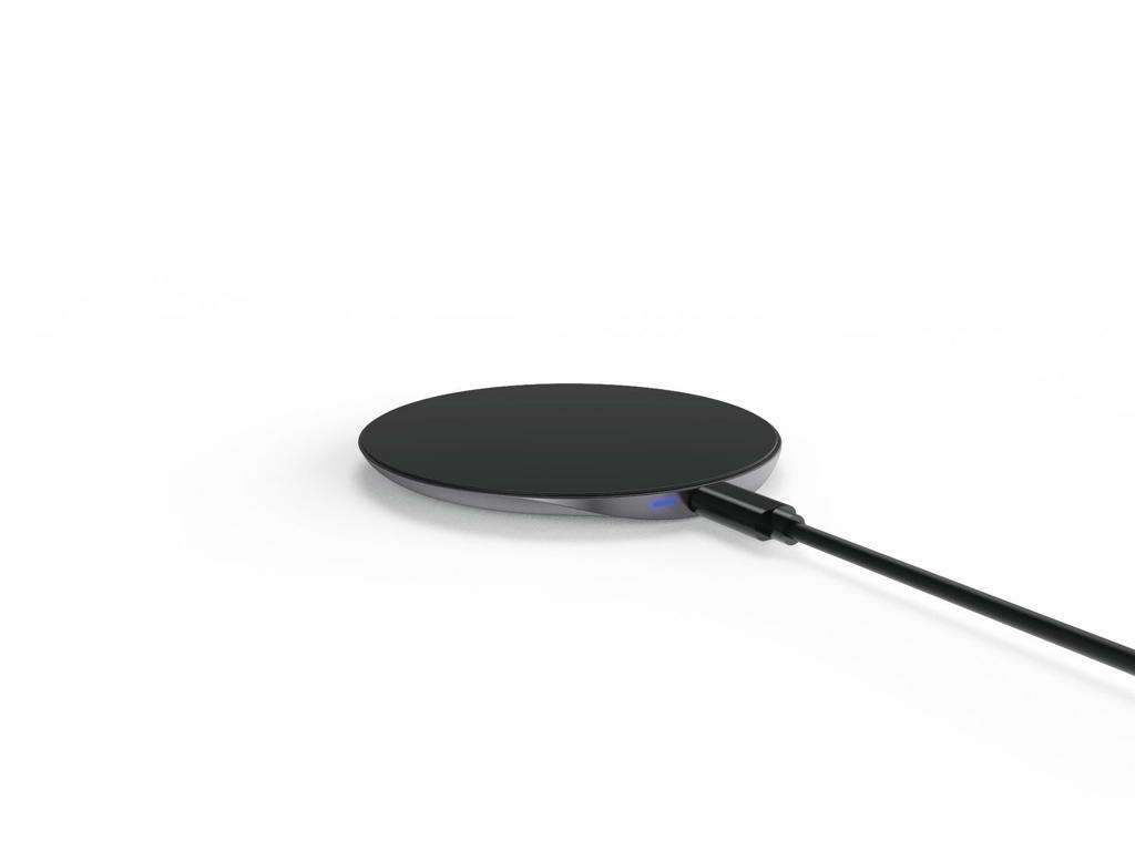 Oplader Qi wireless 10W sort m/microUSB 1 m.