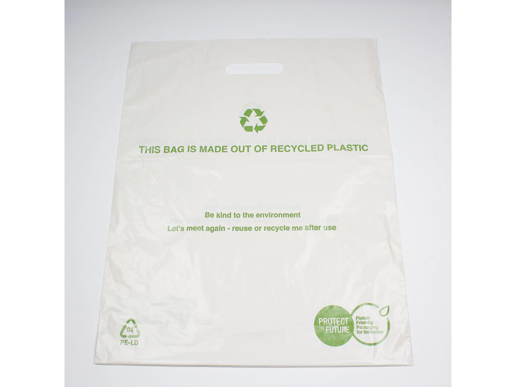 Bærepose 400x450/50 mm hvid 45 my 250 stk RECYCLED