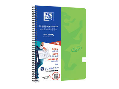 Notesbog Oxford Touch A4+ 90gr. lin grøn