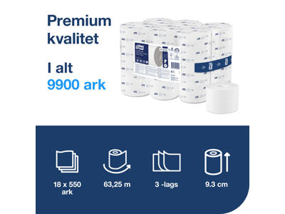 Toiletpapir Tork T7 472650 Mid-Size OptiServe Extra Soft 3-lags 18 rl