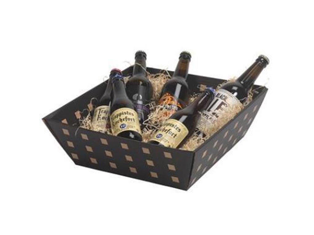 Gavekurv 34,5x34,5x11,5 cm sort m/brun tern