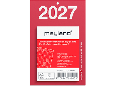 Lille afrivningskalender m/bagsidetekst 2027