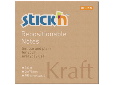 Notes 76x76 mm Stick'N brun genbrug