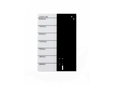 Magnetisk glastavle Naga | Week Planner |  40 x 60 cm | Hvid-Sort | DK