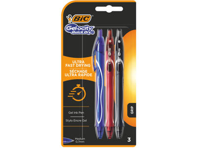 Kuglepen BIC GelO quick dry 3 ass blå/sort/rød