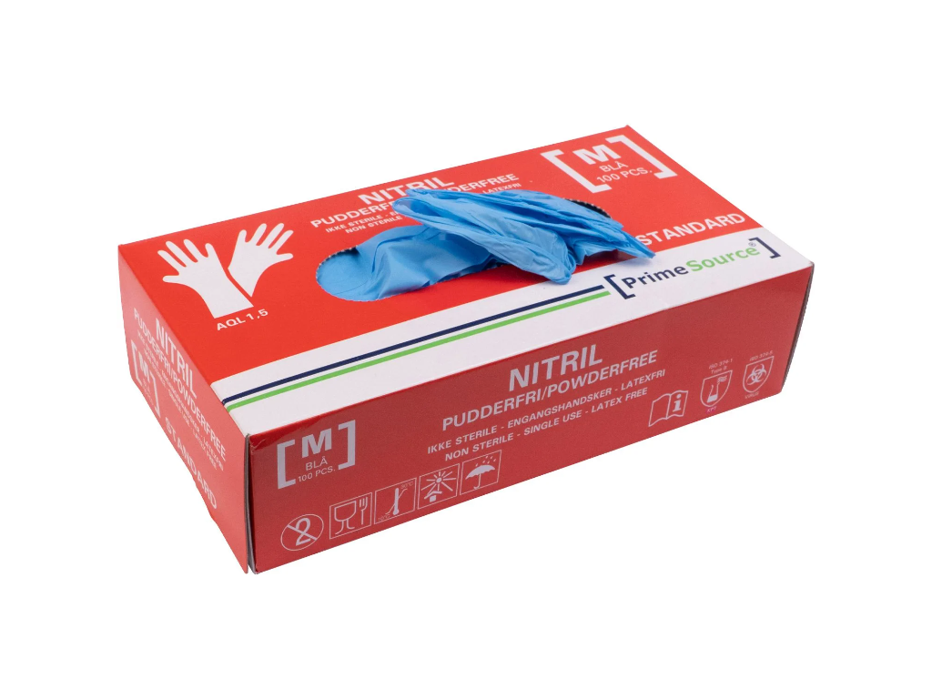 Nitrilhandske pudderfri Standard M blå 100 stk