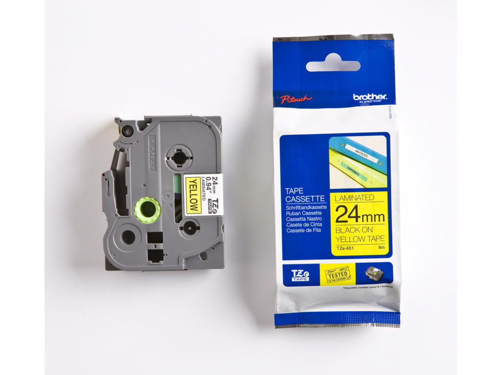 Brother tape TZe651 24mm sort/gul