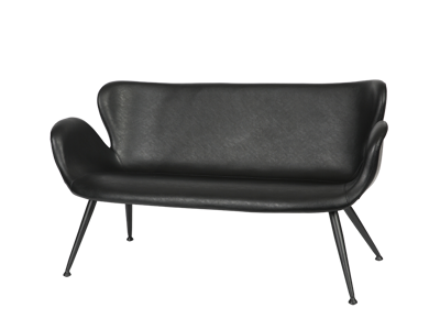 Loungesofa 2 pers. sort PU læder /sort stel