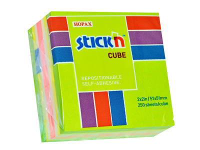Notes cube grøn/neon pastel 51x51mm 250 blade
